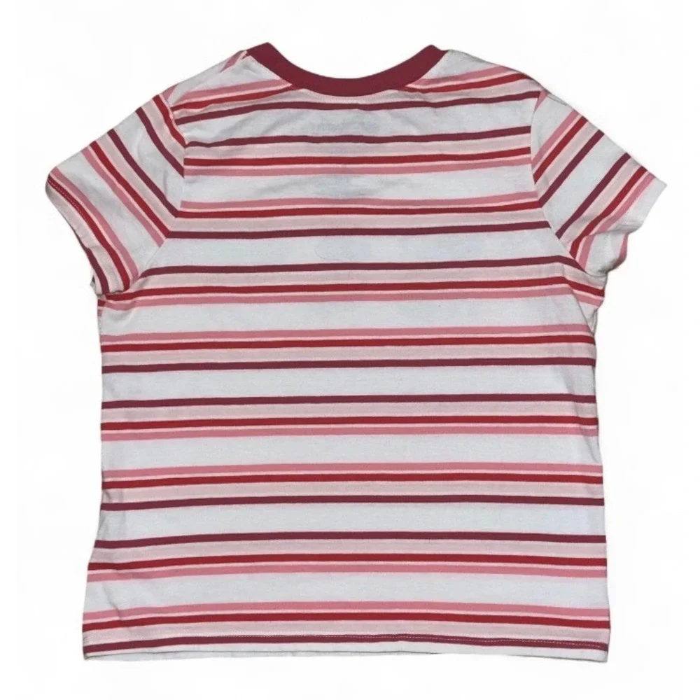 Strawberry Shortcake T Shirt Girls White Pink Red Stripe Graphic Tee Size‎ S